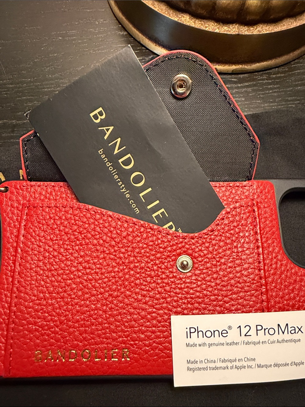 Bandolier Red Leather Card Wallet Phone Case - Picture 7 of 16